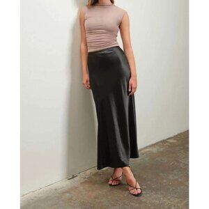 The Workshop Black Satin Slip Maxi Skirt Size Medium